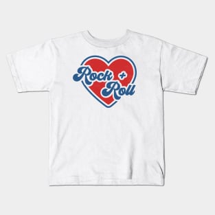 I Love Rock and Roll: Red Heart with Groovy Blue Text for Music Lovers Kids T-Shirt